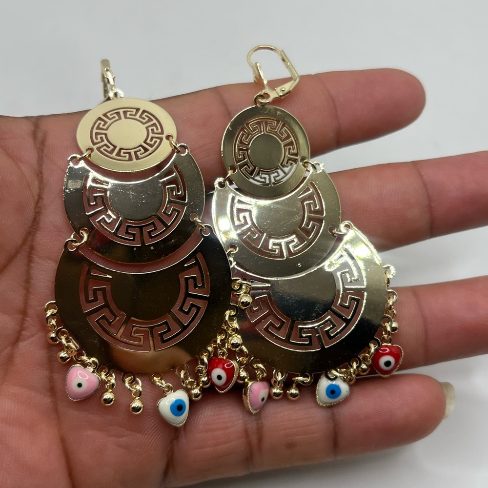 Gold filled Dangle Earrings with Colorful Charms